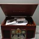 Victrola Nostalgic 6-in-1 Bluetooth Record Player & Multimedia Center with Built-in Speakers  3-Speed Turntable, CD & Cassette Player, AM/FM Radio, Wireless Music Streaming, Mahogony (Mahogany)