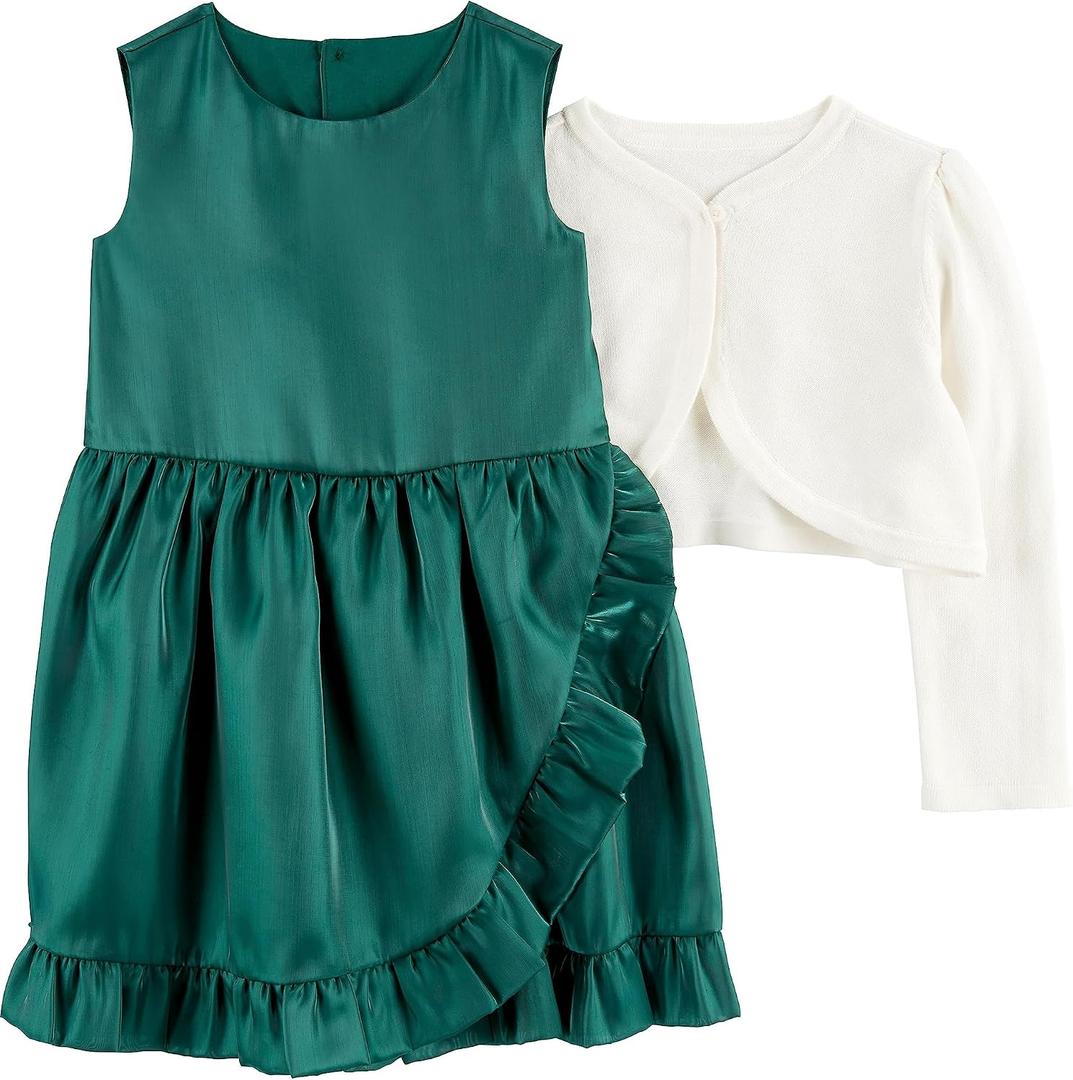Simple Joys by Carter's baby-girls 2-piece Special Occasion Dress and Cardigan Set (Green, S)