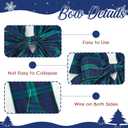AIMUDI Christmas Tree Bows 10×20'' Navy Blue Green Plaid Bows for Gift Wrapping Wreath Bows with Wire Edge Premade Gift Bows for Craft Present Fireplace Holiday Christmas Decorations, 2 PCs