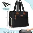 Pritent Diaper Bag Tote for Working Mom, Large Travel Diaper Tote for Mom and Dad with 14 Inch Laptop Sleeve, Mommy Maternity Travel Baby Bag for Boys and Girls, Black