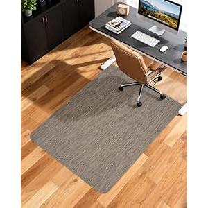 Soimeat Woven Office Chair Mat for Hardwood Floor, 35.4" x 47.2" Non-Slip Desk Computer Chair Mat, PVC Floor Mat for Rolling Chair, Heavy Duty Wood/ Tile Floor Protector Desk Rug for Home, Dark Brown