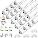20-Pack 3.3FT 1Meter V Shape LED Strip Aluminum Channel Diffuser System, Extruded Alu Track Milky Cover with Corner Connector and Mounting Kit,Easy Cut and Installed Curved Lens Profile
