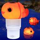 Pool Chlorine Floater, Solar Floating Pool Chlorine Dispenser with Light, Adjustable Release, Large Capacity Spa Chemical Dispenser for 3 inch Tabs, Easy Opening Chlorines Floater for Hot Tub