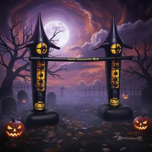 Poen Halloween Inflatable Limbo Game Halloween Party Game for Kids and Adults Carnival Game Engage Your Guests Inflatable Decoration for Birthday Party Games Indoor Outdoor Picnic(1 Set)