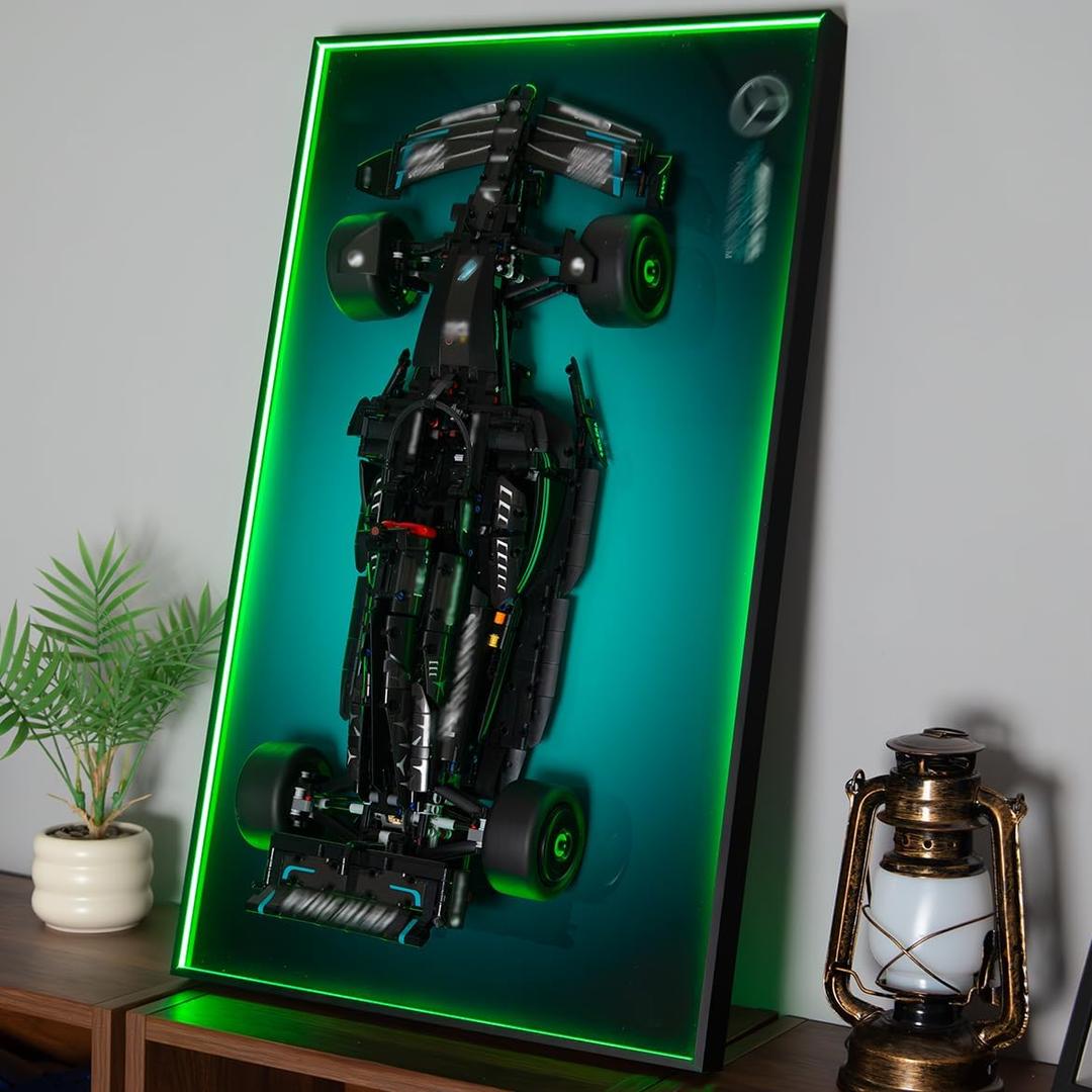 Display Wallboard with RGB Colorful LED Lights Compatible with Lego Technic-AMG F1 W14 E 42171 Performance Model Car - Adult Collectibles Wall Mount for Home or Office Dcor(No Car)