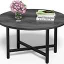 FAMIDGE Round Coffee Table, 23.6" Small Coffee Tables for Living Room, Circle Coffee Table with Metal Frame, Floor Table Desk for Sitting on The Floor, Home, Office, Grey
