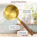 Measuring Cups and Spoons Set of 8, Wooden Handle with US Measurements, Dry & Liquid Ingredient Measuring Cup for Cooking and Baking, Golden Stainless Steel Measuring Cups