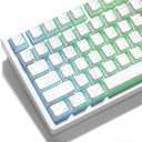 dagaladoo White Topographic keycaps Double Shot PBT keycaps Shine Through Keyboard Keys Side Printed Key caps Cherry Profile Custom keycap Set for100%, 75%, 65%, 60% US Layout Mechanical Keyboard