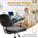 Sweetcrispy Small Office Desk Chair - Armless PU Leather with Comfy Lumbar Support, Height Adjustable Rolling Swivel Task for No Arms, for Adult, Student, Bedroom, Home, Vanity, Black