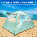 Beach Tent for 3-4 Person, Large Easy Setup Beach Shade Canopy with UPF 50 UV Protection, Portable Shade Tent with 3 Ventilating Mesh Windows for Outdoor, Picnics, Fishing