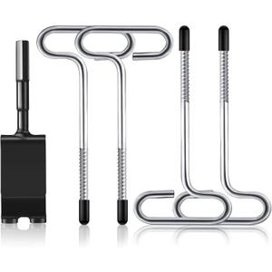 LFUTARI Ice Anchor Tool Kit,1pc Ice Anchor Drill Adapter with 4pcs Threaded Peg Ice Fishing Shelter Stake Nail, Universal Ice Fishing Anchors Tool Set for Ice Insert Sewing (Set 1)