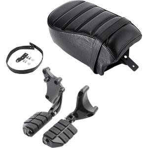 Passenger Pillion Seat with Passenger Anti Vibration Rubber Footpeg Mount Kit fits for Harley 2016-2022 Sportster Iron 883 XL883N Models
