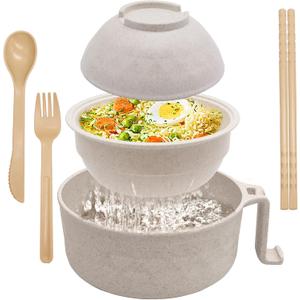 Lshfwn 33oz Ramen Cooker Microwave,Ramen Bowl Set with Chopsticks,Noodle Bowls Ramen Bowl Microwavable,College Dorm Room Essentials for Girls Boys
