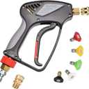 TOOLCY Pressure Washer Short Gun, Commercial 5000 PSI / 10.5 GPM with Nozzle Tips, 3/8" Swivel USA-NPT Thread x Quick Socket, Sturdy Design for Gas Power Washer