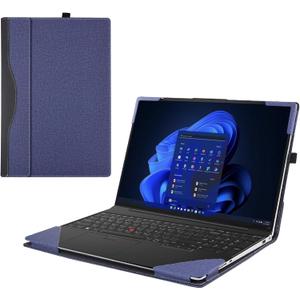 Laptop Case Cover for Lenovo ThinkPad E16 Gen 1 2023&ThinkPad E16 Gen2 16 inch [Do Check Model] Notebook Sleeve Computer Bag Protective PU Leather Shell (Blue) (Blue)