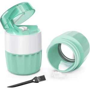 DEPAD 3-in-1 Pill Crusher and Pill Cutter, Pills Crusher Fine Powder with Stainless Steel Grinding Head, Pil Grinder with Storage for Tablets, Cutter Splitter for Small and Tiny Pills Cyan
