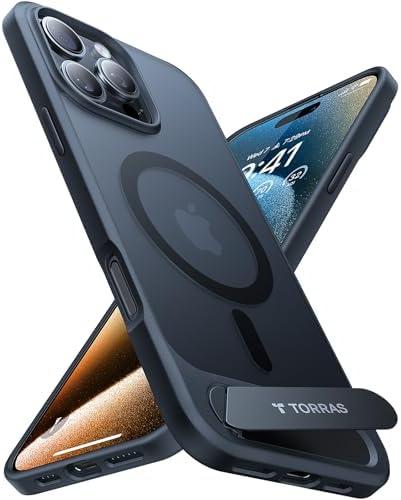 TORRAS Strong Magnetic & Seamless Stand for iPhone 16 Pro Case, [18N Mighty Magnetic] [12FT Mil-Grade Drop Tested] [Fit for MagSafe] Kickstand Protective Slim Phone Case for iPhone 16 Pro 6.3", Black