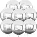 TONIFUL 8Pcs Large Silver 4D Giant Round Foil Balloon 22inch Big Mirror Metallic Mylar Sephere Balloons for Christmas New Year Birthday Party Graduation Wedding Bridal Shower Decoration Supplies