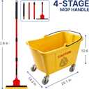 Commercial Sponge Mop and Bucket Set with Wheels for Floor Cleaning