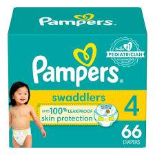 Pampers Swaddlers Diapers, Size 4 (15-34 lbs), 66 Count, Absorbent, Keeps Baby Dry and Comfortable, Skin Safe Disposable Baby Diaper 