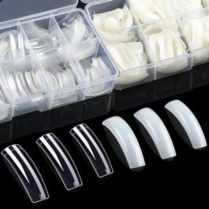1000PCS Nail Tips Acrylic Nails 10 sizes Artificial Half Cover False Flake Nail Tips for Nail Salon Nail Shop DIY Nail Art Ballerina Nails (French Fake Nail Extension Tips)