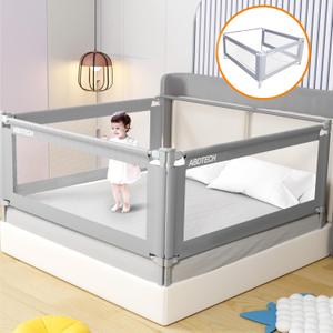 Bed Guard Rail for Toddlers - 3 Sides Safety Baby Bed Rail Guard with Reinforced Large S-Shape, Infants Height Adjustment Guardrail for King Size Bed -3 Pack, 78.7x78.7x74.8