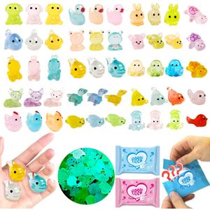 50 Pcs Mystery Bag Easter Day Gifts for Kids: Mini Resin Animals Glow in the Dark Figurines, Mini Figures Blind Bags for DIY Crafts, Fairy Garden Decor, Dollhouse Accessories, Party Favors