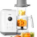 Bear Baby Food Maker with 18.5oz Dual-Layer Steam Baskets, OneStep Baby Food Processor Steamer Puree Blender Grinder Mills, Auto Cooking Grinding&Sterili-zing for Healthy Homemade Baby Food, BPA-Free (White)