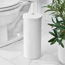 iDesign Freestanding Bathroom Toilet Paper Storage Holder, White | With Lid, For 3 Extra Rolls