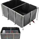 VEVOR Canvas Fish Pond, 270 Gal Above Ground Fish Koi Tank, Turtle Pond
with Clear Viewing Panel, Stainless Steel Frame, Thickened Black PVC and Drain Valve For Breeding, Irrigation