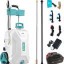 Garvee 10.5 Gallons Battery Powered Sprayer with Wheeled Cart, 18V 4Ah Electric Sprayer with 6 Nozzles & 2 Wands, 4-6 Hour Runtime, 80PSI Adjustable Pressure, Trigger Lock, Yard Sprayers for Lawn