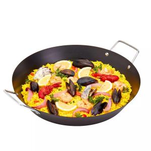 Infuse 15" Paella Pan: Carbon Steel Skillet, Hand Wash, Oven-Safe, Gas & Induction Compatible, Black Cookware Paellera