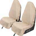 Leader Accessories 2pcs Beige Waterproof Towel Auto Car Seat Cover Protector Machine Washable - Fit Yoga Running Crossfit Athletes Beach Swimming Outdoor Sports
