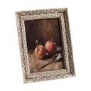 ZIHARA Vintage 5x7 Picture Frame for Best Gift, Sculptured Design Ornate Resin Photo Frame, Retro Hand-Crafted Hanging Frames with Easel, Hook & Mat for Table Top & Wall Gallery (Antique White)