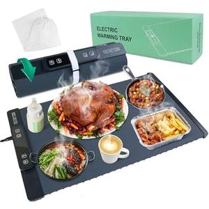 Food Warming Mat – Fast Full-Surface Heating Pad, Hot Plates with 5 Temperature Settings & 4H Timer, Portable Food Warmer & Versatile Roll-Up Silicone Mat - Electric Warming Tray for Parties Buffets