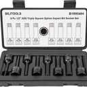 BILITOOLS 8-Piece Impact XZN Triple Square Spline Bit Socket Set 1/2 inch Drive, M5-M18, Cr-Mo Steel