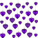 Skylety 30 Pieces Valentine's Day Heart Ornaments, Heart Shaped Decorations Tree Hanging Baubles for Valentine Wedding Anniversary, 3 Styles 2 Size (Purple)