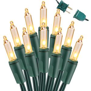 Brizled Warm White Incandescent Christmas Lights, 300 Count 69.6ft Connectable, Clear Mini String Lights for Indoor/Outdoor Decor