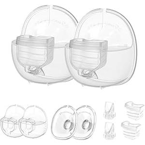 2 Set Full Milk Collector Cup Flange 24mm Compatible with S18/S21/S23 Breast Pump Replacement Accessories,Extra Duckbill Valve&Diaphragm