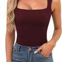 OwnTime Womens Square Neck Tank Tops Dressy Summer Sleeveless Shirts Sexy Going Out Fitted Trendy Tops T Shirts Blouses (S)