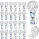 Tuanse 50 Pcs Blue Floral Wedding Fans for Guests Bulk 180 Foldable Mini Portable Handheld Battery Thank You Fan with Hanging Rope for Bridal Shower Birthday Wedding Favors Summer Camping
