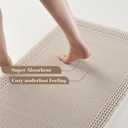 RESARE Waffle Bathroom Runner Rugs, Super Absorbent Bath Mat Non Slip Washable Quick Dry, Upgraded Ultra Soft Boho Bath Rugs with Tassels for Hallway Bedroom Laundry Room, 2'x5'(24"x60"), Pale Beige