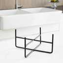 Waggo Simple Solid Dog Bowl and Dog Bowl Stand - Single Iron Stand with Single Ceramic Feeder or Water Bowl (Large, Matte White)