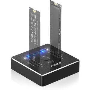 FIDECO M.2 NVMe SATA SSD Cloner Dock, USB 3.2 Gen 2 X 2, 20Gbps Dual NVMe SATA SSD Enclosure, M.2 Duplicator Cloner, Support Offline Clone, UASP and Trim, Aluminum Design