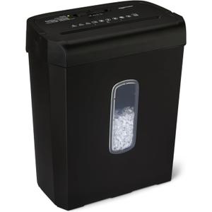 Amazon Basics Heavy Duty Cross-Cut Paper and Credit Card Shredder for Home Office, 6-Sheet Capacity, 3.7 Gallon, Black