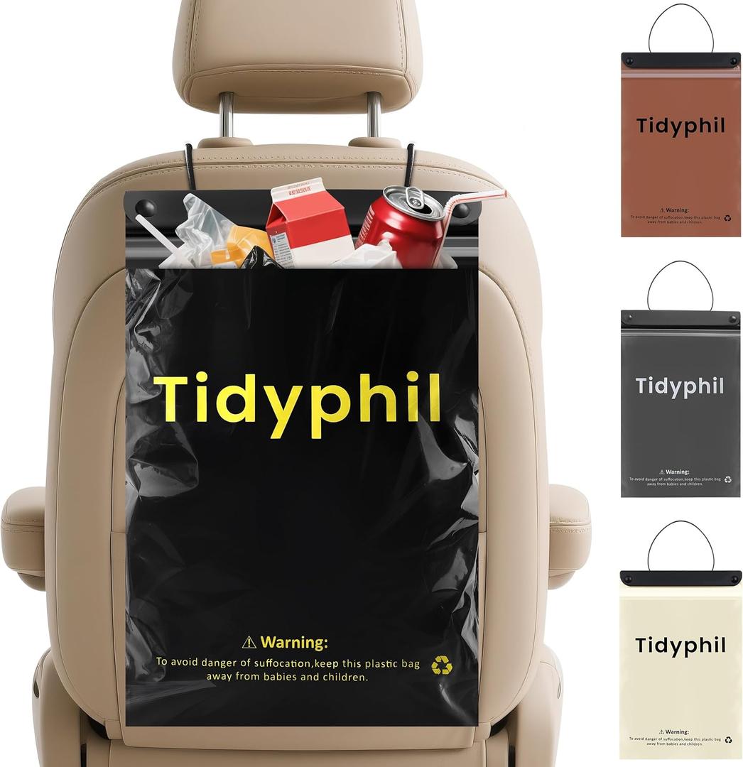 50 PCS Disposable Car Trash Bags Hanging, Leak-proof, Odor Seal. 2 Gallon Car Garbage Bags, Big Capacity. Independent of Car Trash Can, Easy Stick-On Car trash Bin for Car, SUV, Truck, Stroller. Black (50 Count (Pack of 1))