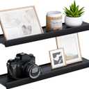 Floating Shelves for Wall, Wall Mounted Shelves with Lip for Storage, Metal Display Shelves for Home Decor, Kitchen/Living Room/Bedroom/Bathroom Shelf, Black 20 inch 2 Pack
