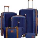 Joyway Luggage Sets 5 Piece PP Hardshell Carry on Suitcase, Travel Lightweight Carry-on with Double Spinner Wheels and TSA Lock, Blue