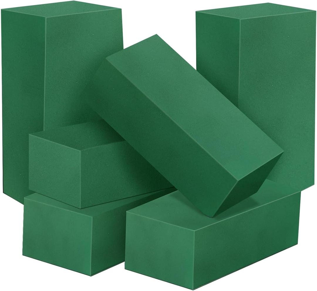 6 Pcs Floral Foam Blocks for Flower Arrangement, Wet and Dry Green Floral Foam for Wedding, Birthdays, Home Decorations (Small Size 5.5 L x 3.1 W x 1.7 H)