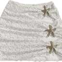 Verdusa Women's Cut Out Starfish Swim Cover Up Skirt Textured Bathing Suit Bikini Bottoms (Large, White)